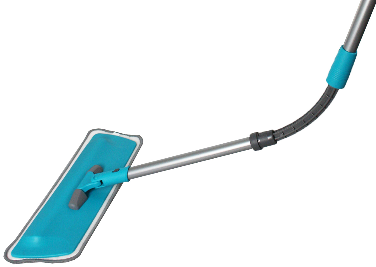 BALAI PLAT avec FRANGE MICROFIBRE Velcro + MANCHE Flexible jusqu`à 1,50M Céleste - ROZENBAL 